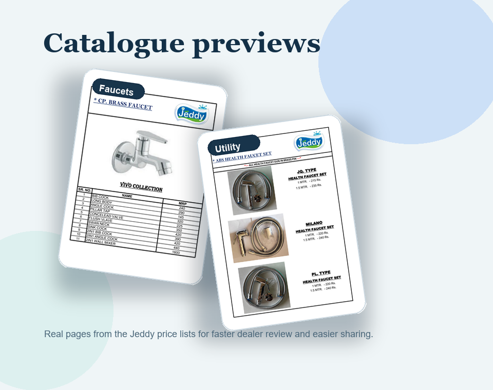 Preview of Jeddy faucet and utility catalogue pages